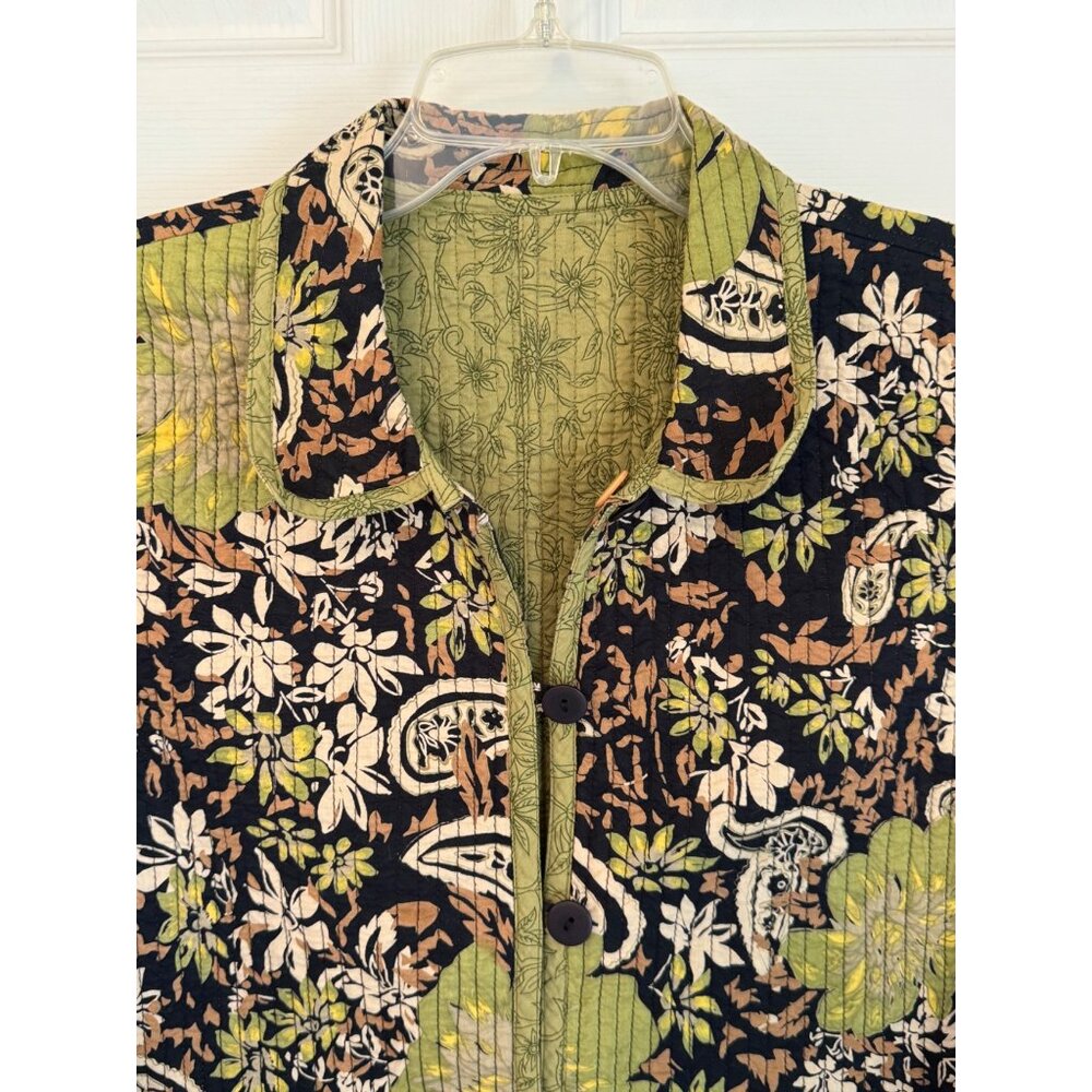 Provence d'amour Floral Button Down Quilted Reversible Jacket Medium - Picture 2 of 12